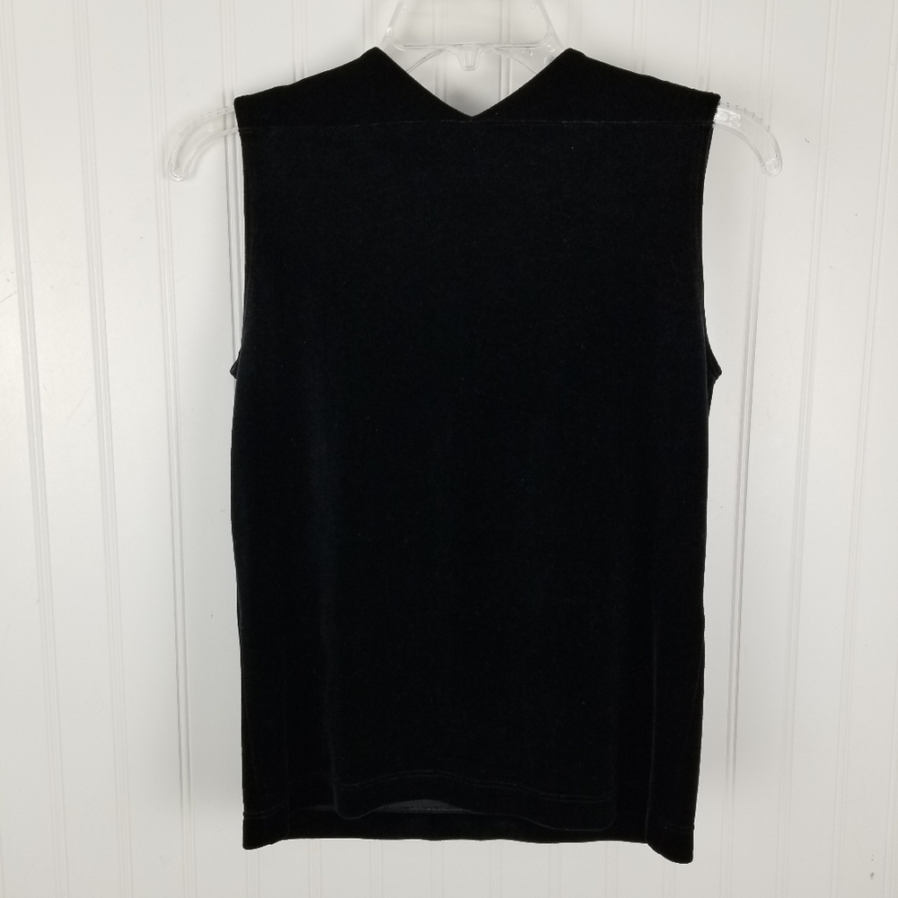 Chico's Design Womens Velvet Sleeveless V Neck Tank Top  Size 0 XS Black Grunge - Picture 2 of 7